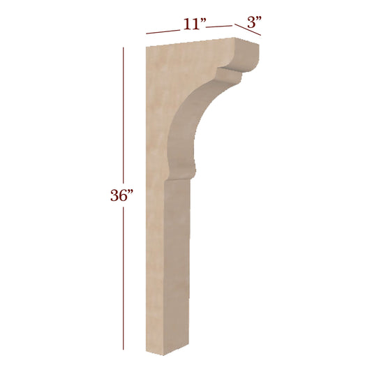 3" Scalloped Trim to Height Low Profile Massive Island Corbel or Hood Corbel