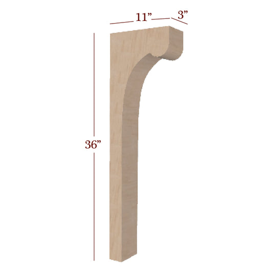 3" Cove Trim to Height Low Profile Massive Island Corbel or Hood Corbel
