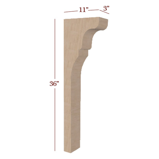 3" Lexington Trim to Height Low Profile Massive Island Corbel or Hood Corbel