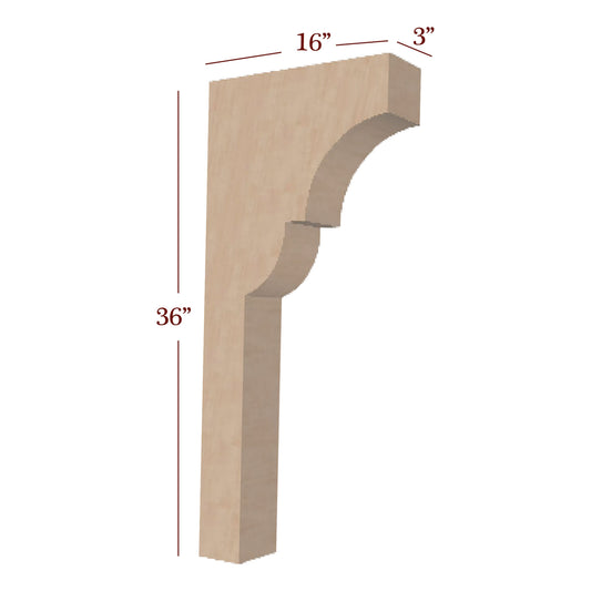 3" Craftsman Trim to Height Massive Island Corbel or Hood Corbel