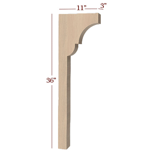 3" Craftsman Trim to Height Low Profile Massive Island Corbel or Hood Corbel