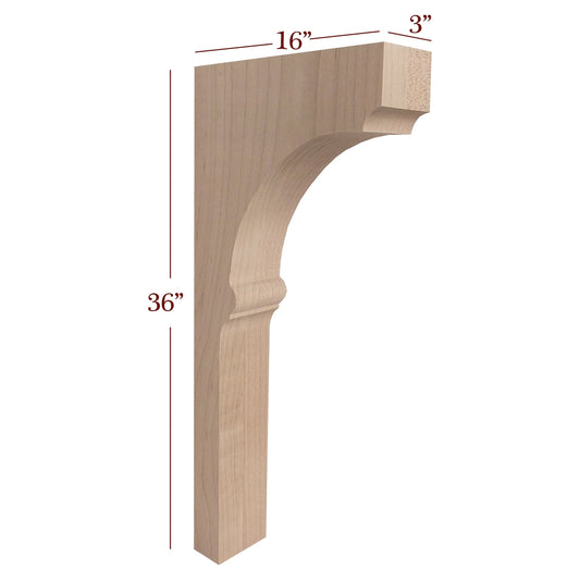 3" Nantucket Trim to Height Massive Island Corbel or Hood Corbel