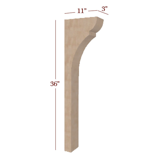 3" Manchester Trim to Height Low Profile Massive Island Corbel or Hood Corbel