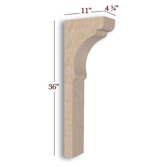 Scalloped Trim to Height Low Profile Island Corbel or Hood Corbel