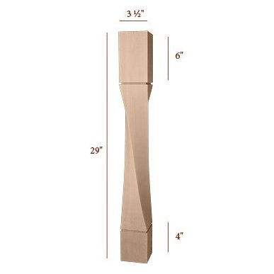 29" Medium Helix Twist Furniture Leg - Right
