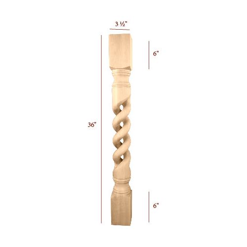 Large Solomon-Open Barley Left Twist Island Post