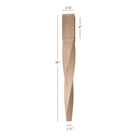 Helix Medium Double Left Twist Tapered Island Leg