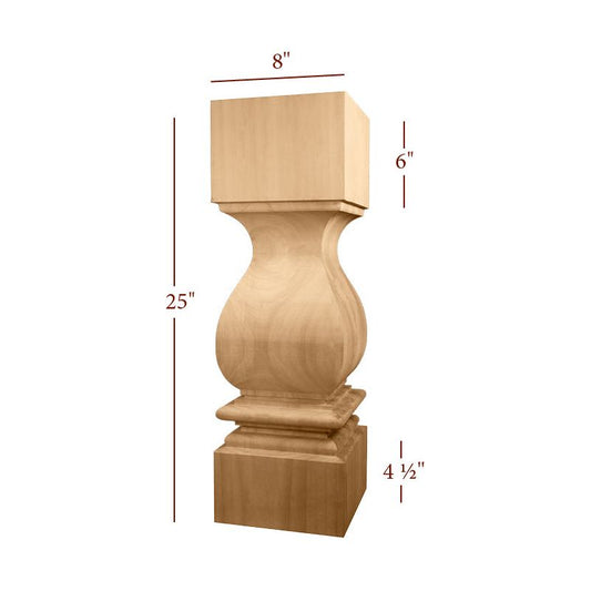 Massive Square Profile Tuscan Table Pedestal
