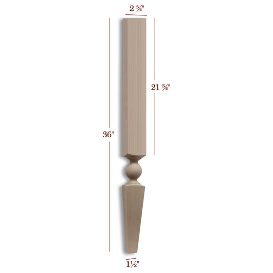 Manhattan Contemporary Slender Square Tapered Vanity Leg