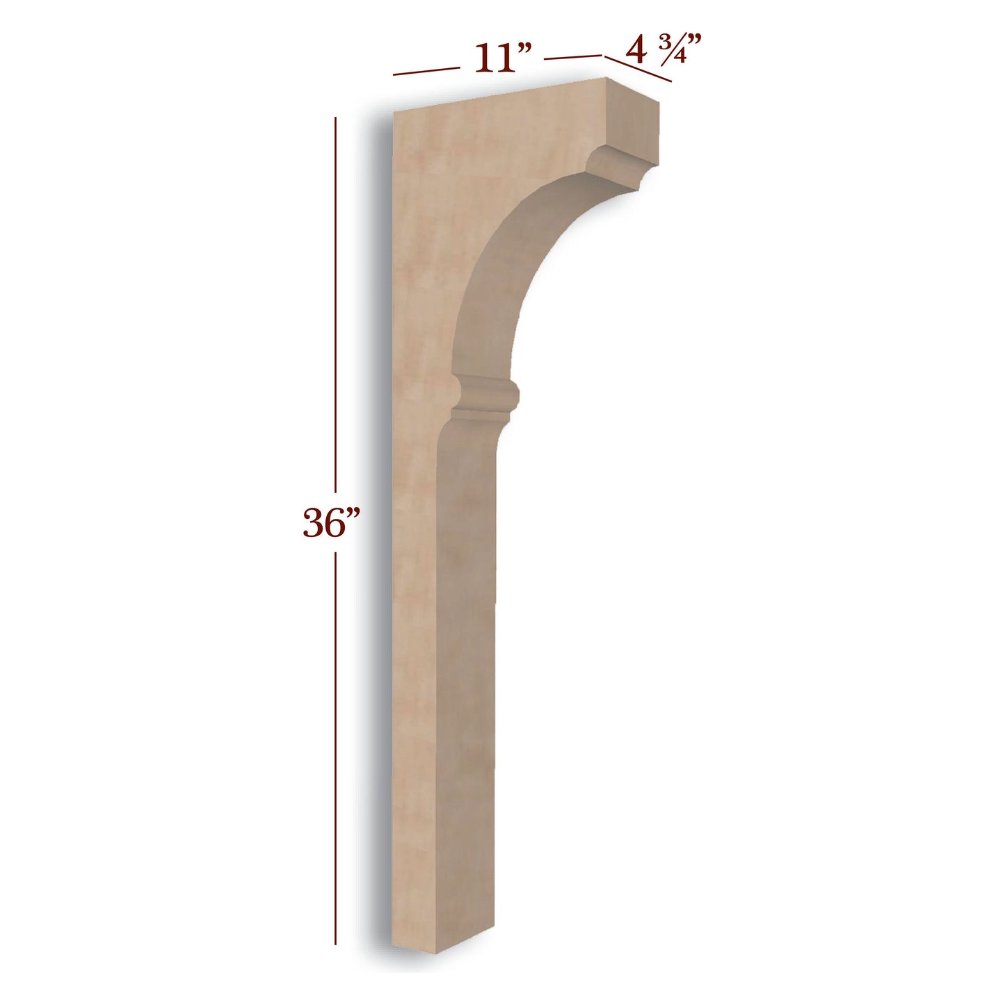 Nantucket Trim to Height Low Profile Island Corbel or Hood Corbel