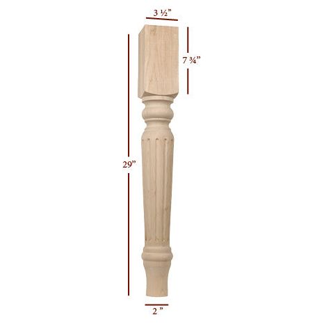 Fluted Harvest Dining Table Leg