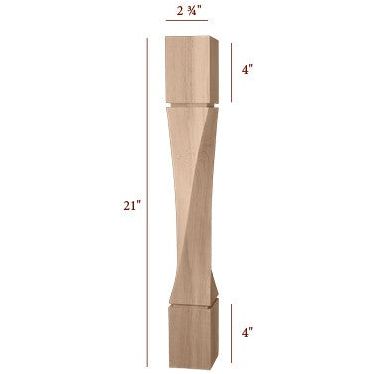 21" Slender Helix Twist Furniture Leg - Left