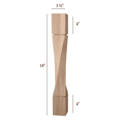 18" Medium Helix Twist Furniture Leg - Left