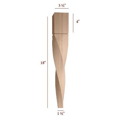 18" Helix Medium Double Twist Tapered Furniture Leg - Right