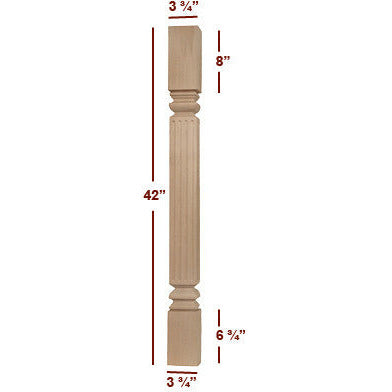 Large Branson Square Fluted Bar Post