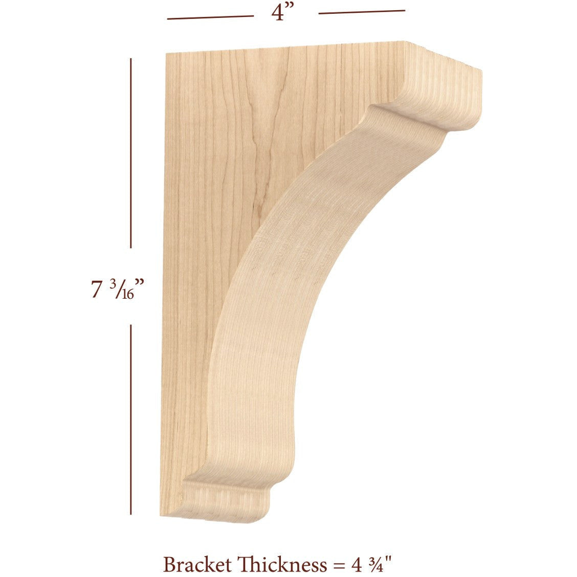 Extra Small Scalloped Solid Wood Bar Bracket