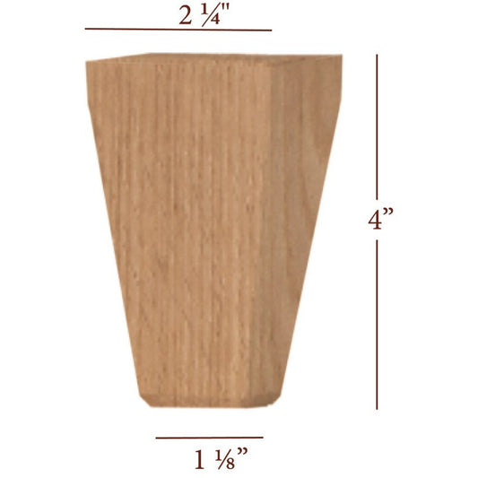 4" Tapered Wide Shaker Furniture Foot