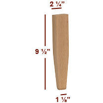 9 1/2" Tapered Wide Shaker Furniture Foot