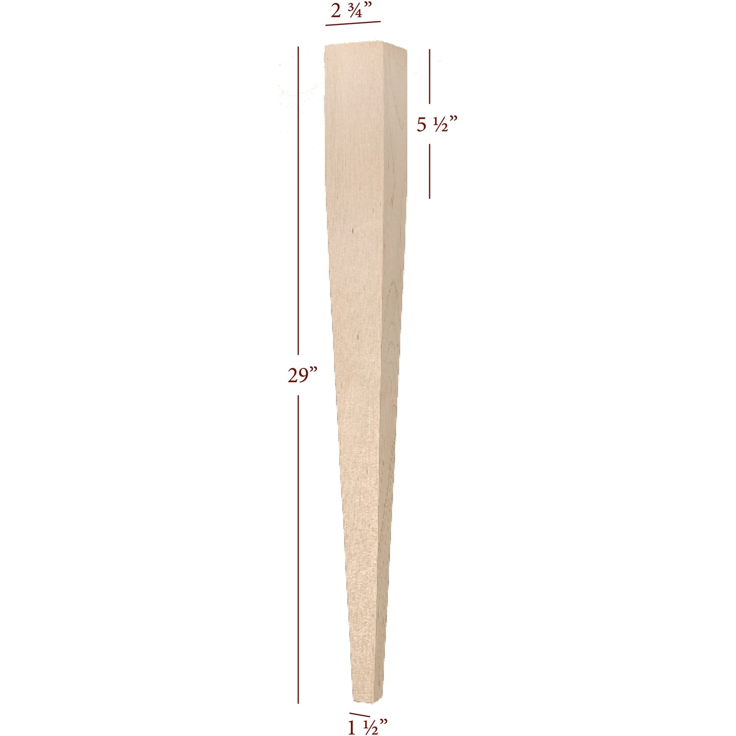 Large Four Sided Taper Dining Leg