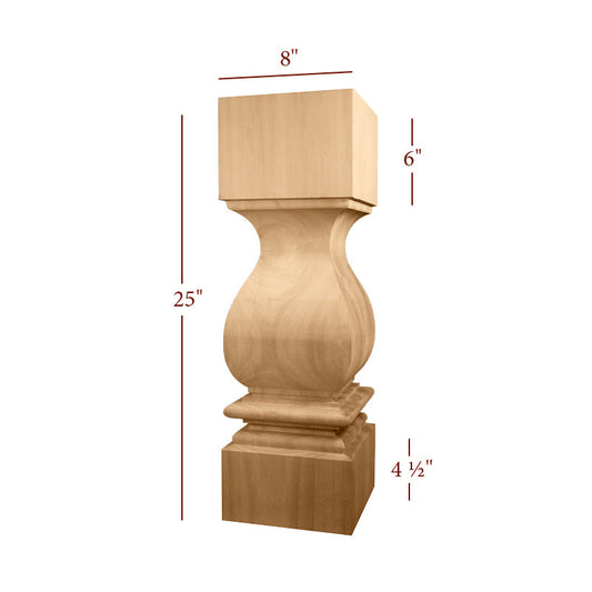 Massive Square Profile Tuscan Table Pedestal